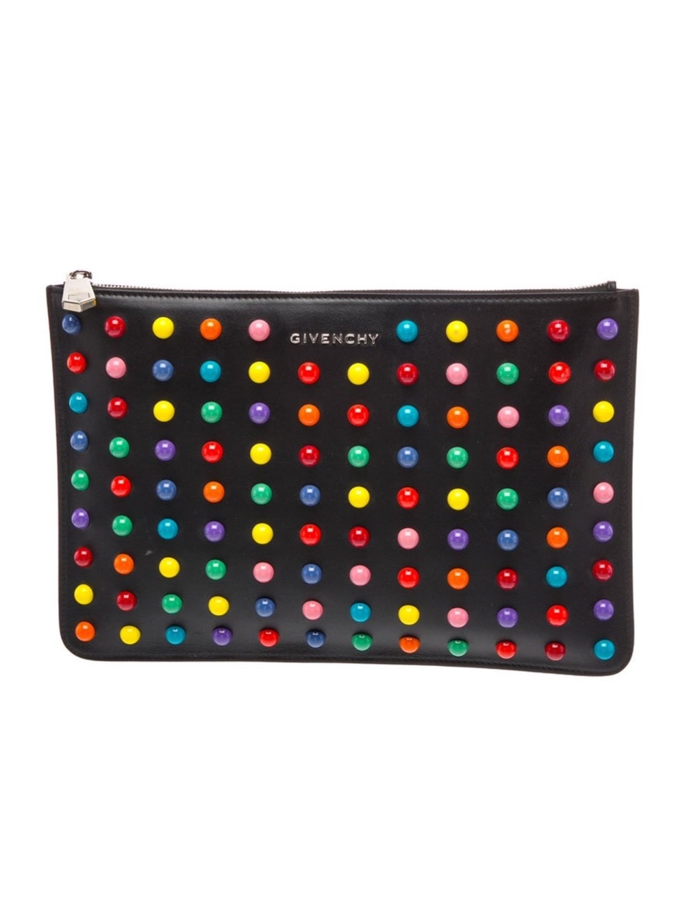 Givenchy Black Leather Multicolor Studded Clutch